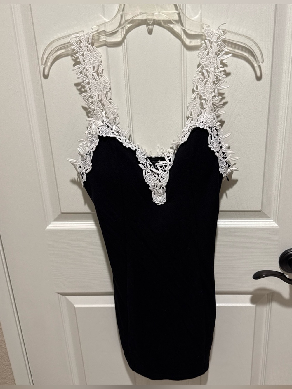 Forever 21 Vintage Black Mini Dress w/ Lace Detail SZ S Cocktail Chic Elegant